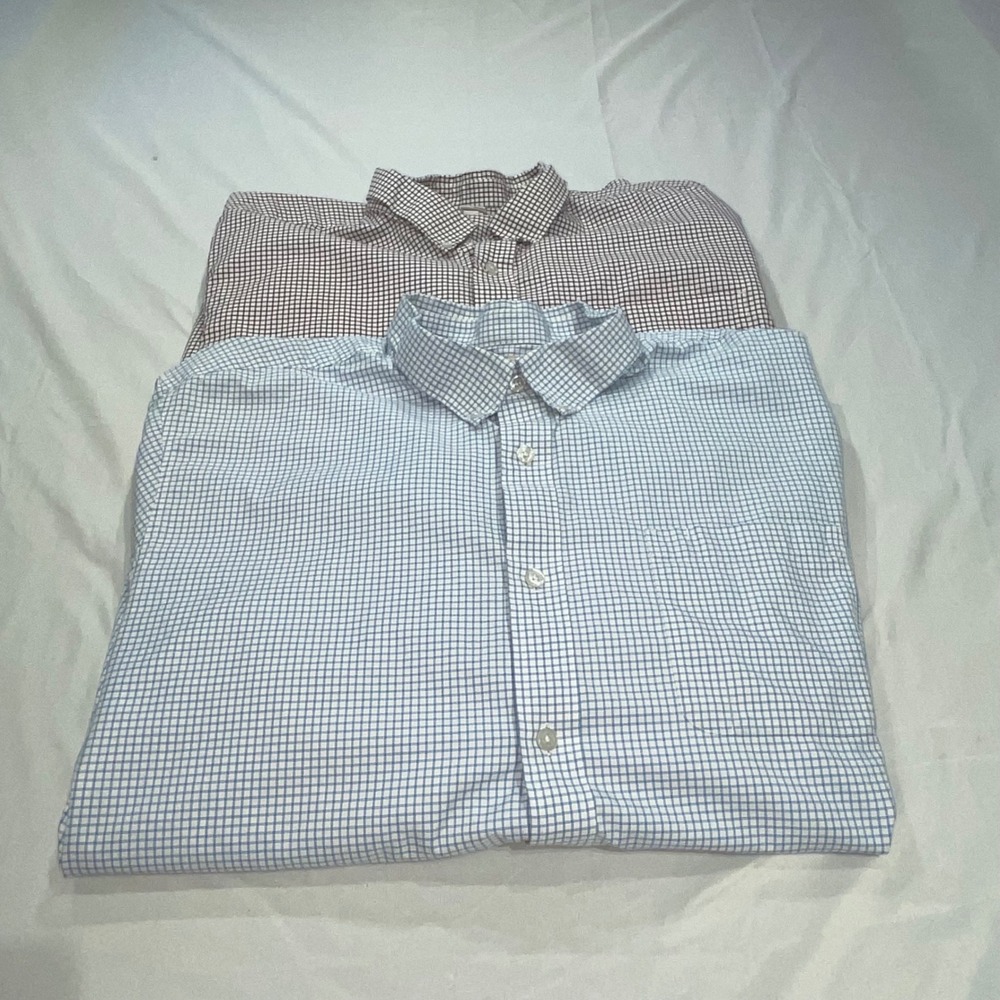 Duluth Trading Co Mens 3XL Button Down Shirt Bundle 2pk Cotton Check Plaid 3XL